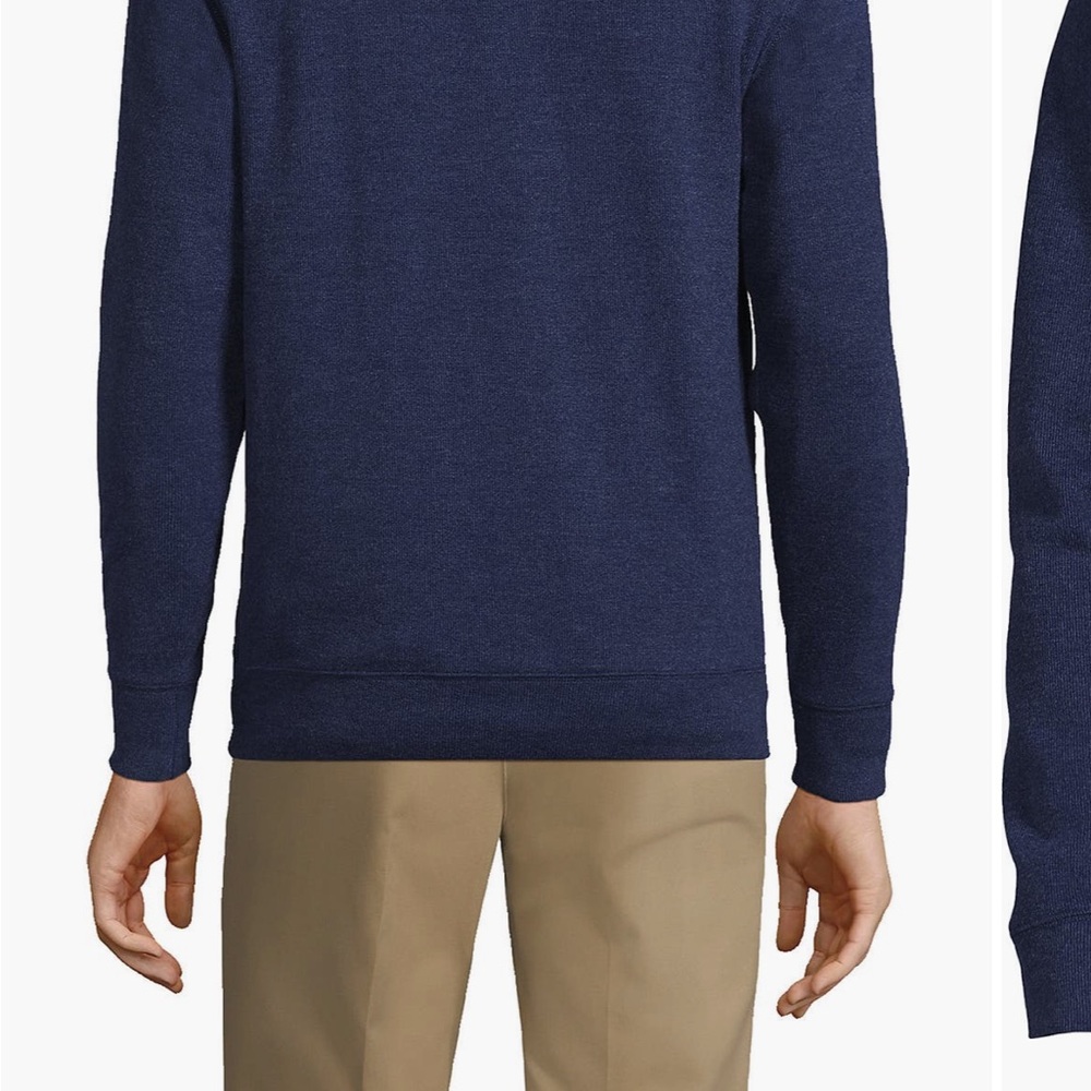 Lands' End Bedford Rib Men's Quarter-Zip Pullover Sweater Denim Heather Size XL - Picture 10 of 11